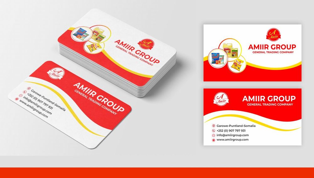 Double-sided business cards designed and printed for Amiir Group