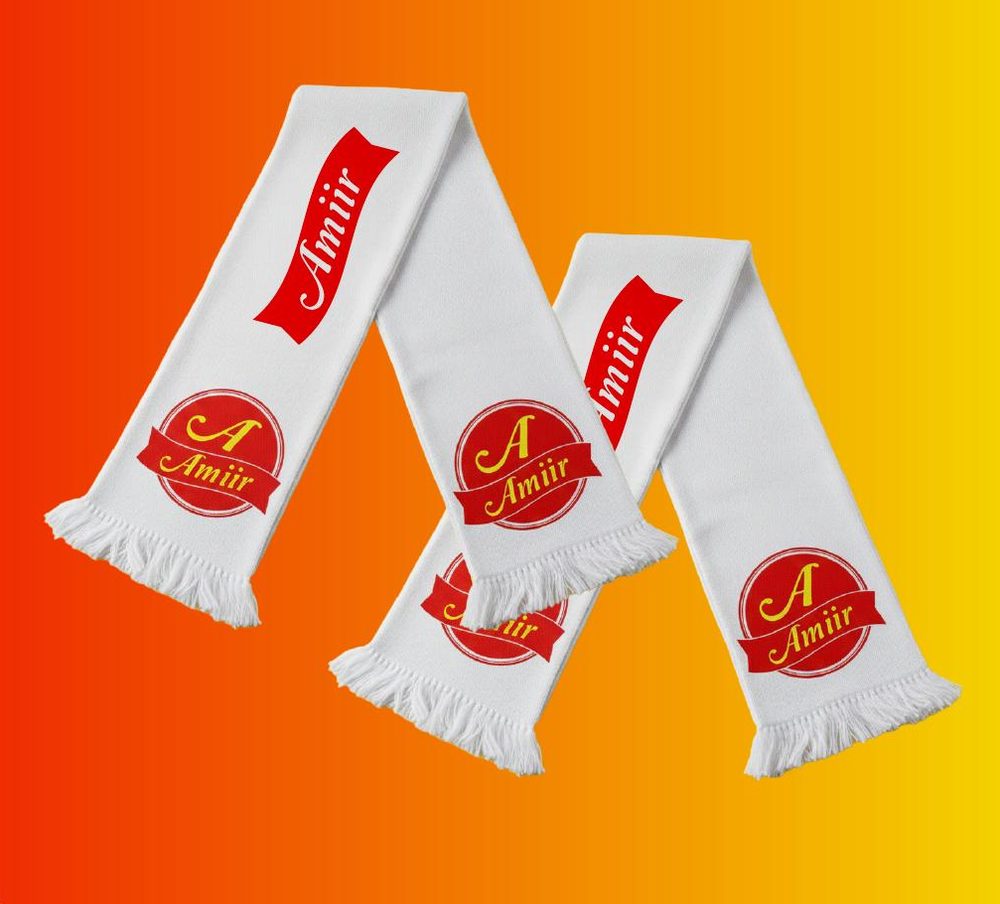 Branded scarves printed with the Amiir Group logo